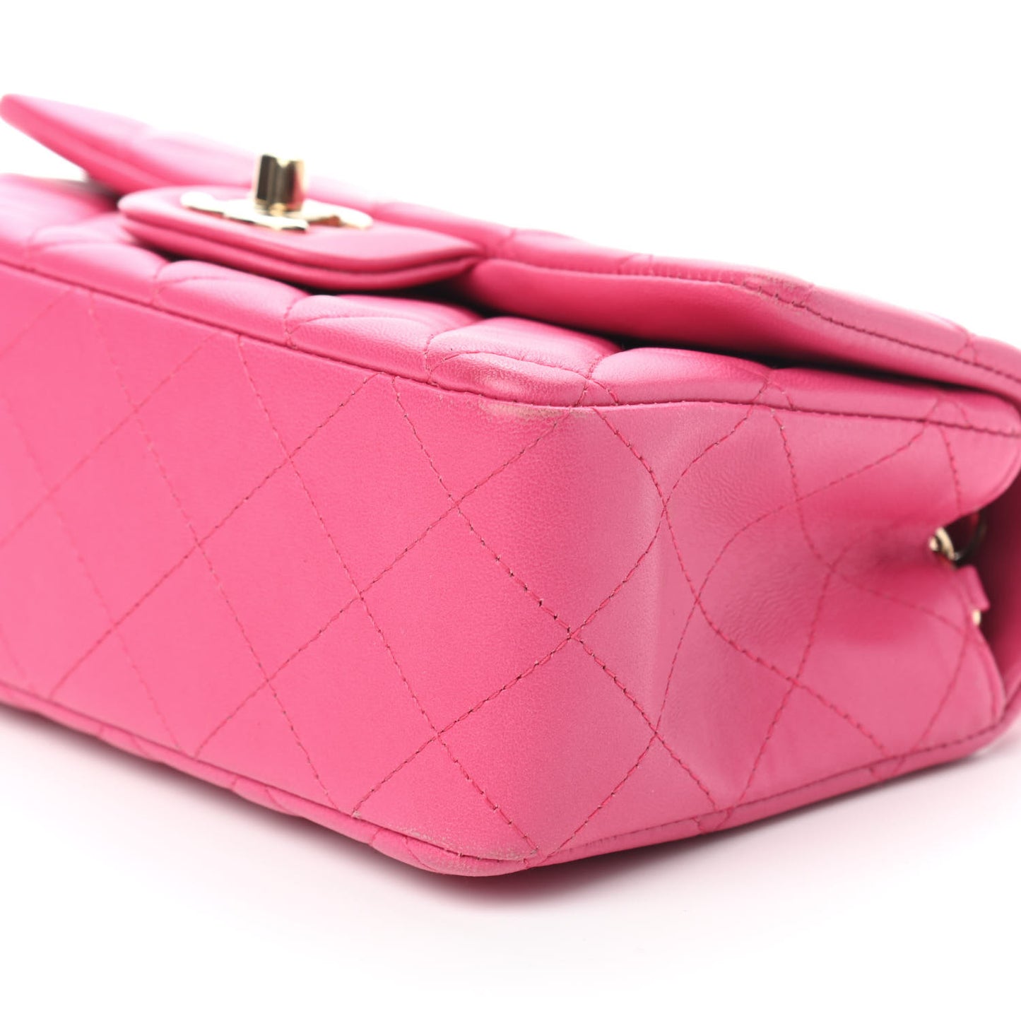 Lambskin Quilted Mini Rectangular Flap Pink