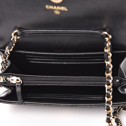 Chanel Lambskin Quilted Pearl Clutch With Chain Black 5 of 11
