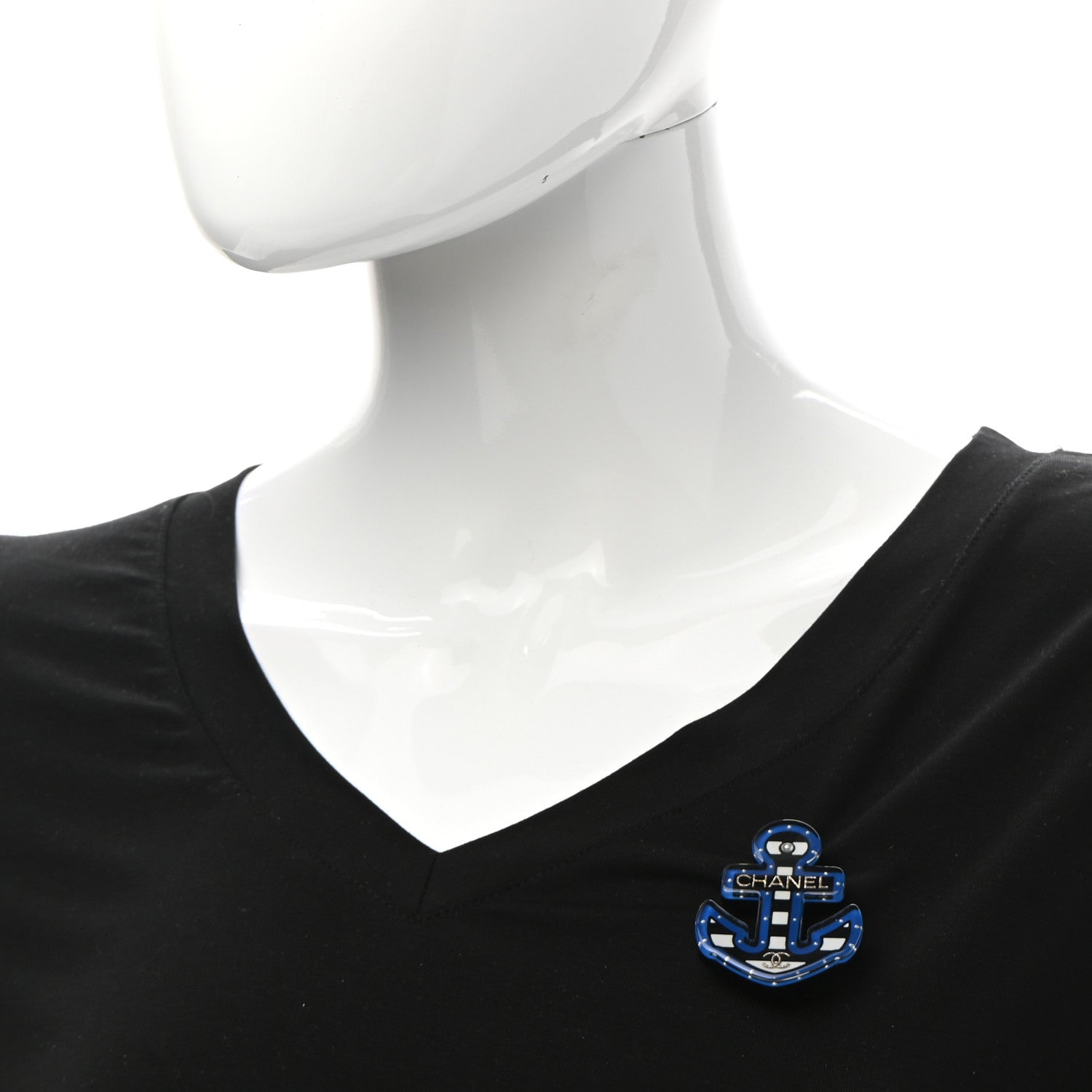 Chanel Resin Pearl Anchor CC Brooch Black Blue 2 of 4