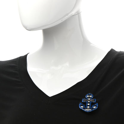 Chanel Resin Pearl Anchor CC Brooch Black Blue 2 of 4