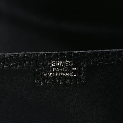 Hermes Swift Lizard Varanus Niloticus Jige Elan Touch 29 Clutch  Black 6 of 9