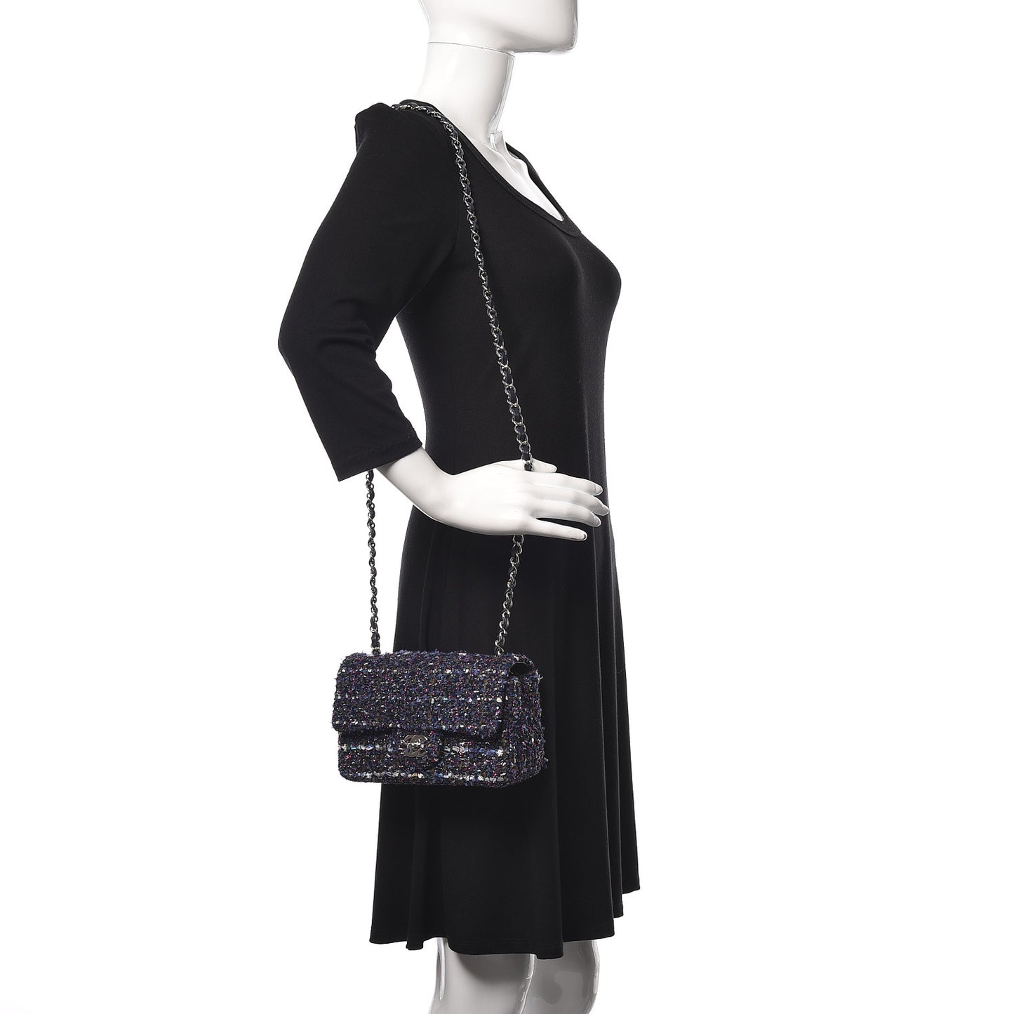 Tweed Quilted Mini Rectangular Flap Blue Purple Khaki Pink