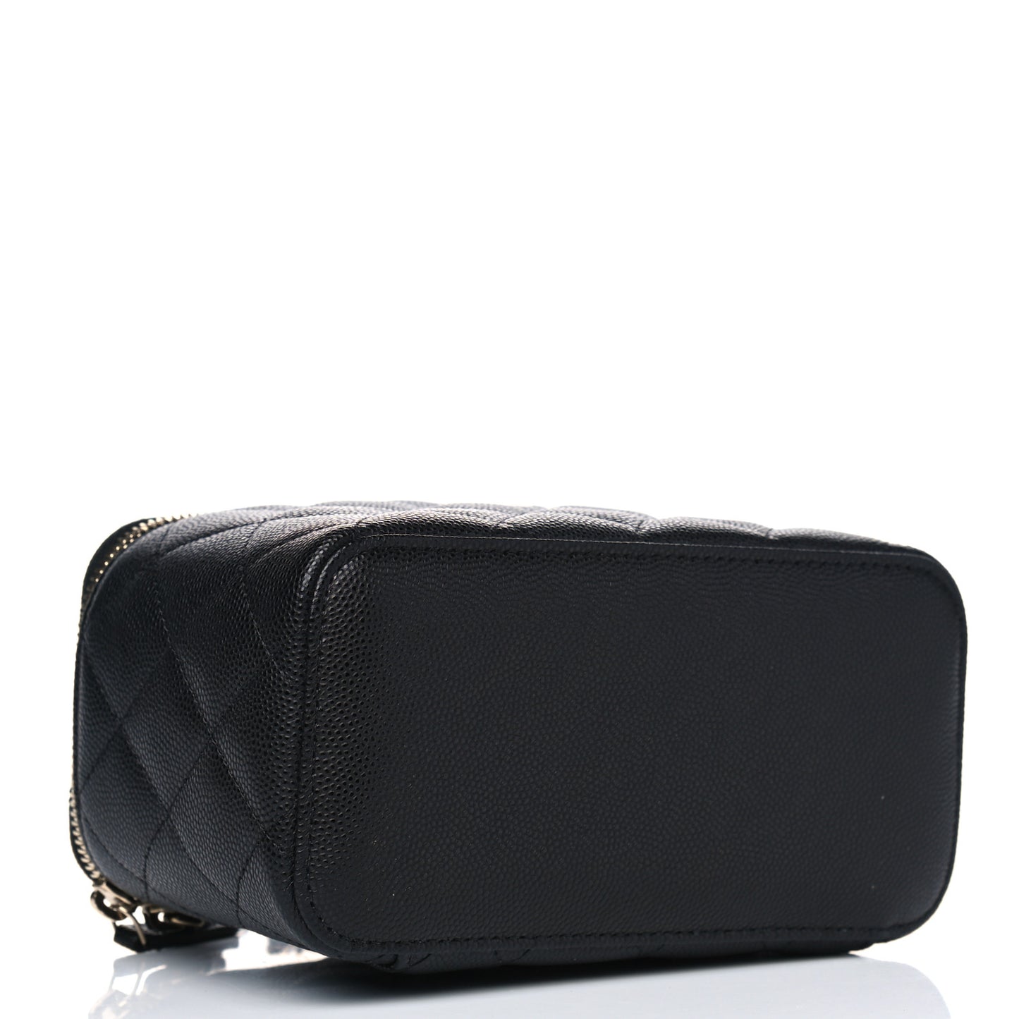 Caviar Quilted Small Vanity Case With Chain Black