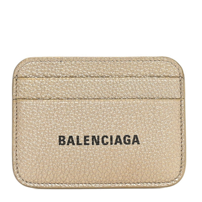Balenciaga Grained Calfskin Logo Cash Rounded Card Holder Gold Black 1 of 7
