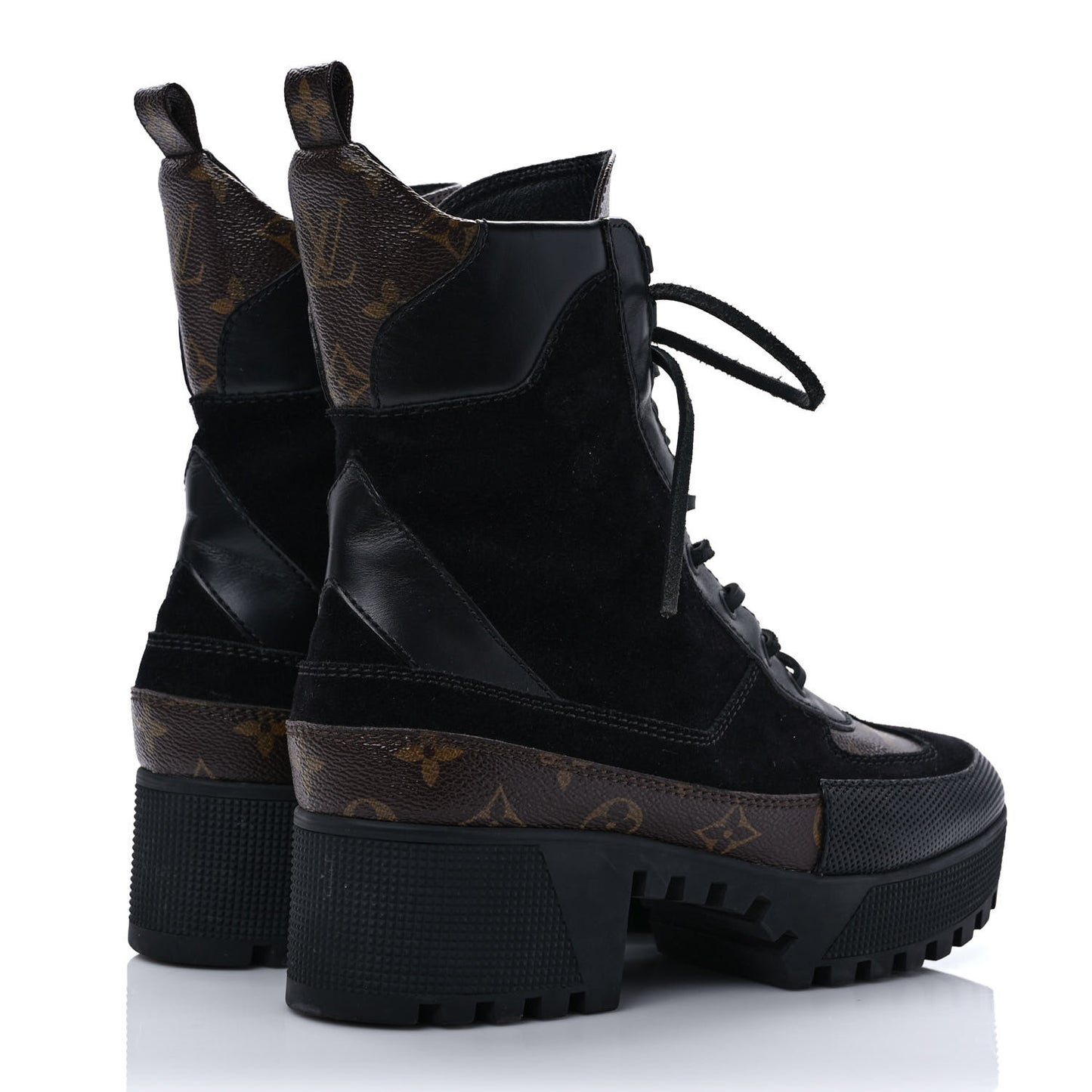 Suede Calfskin Monogram Laureate Platform Desert Boots 40 Black