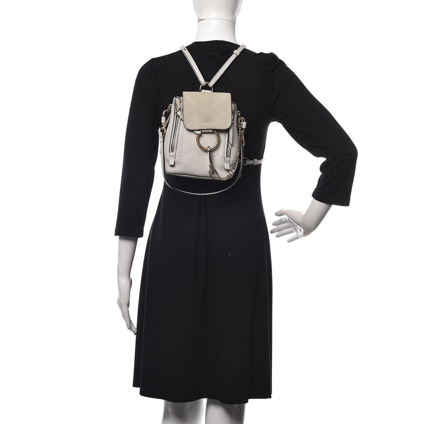 Suede Calfskin Mini Faye Backpack Airy Grey