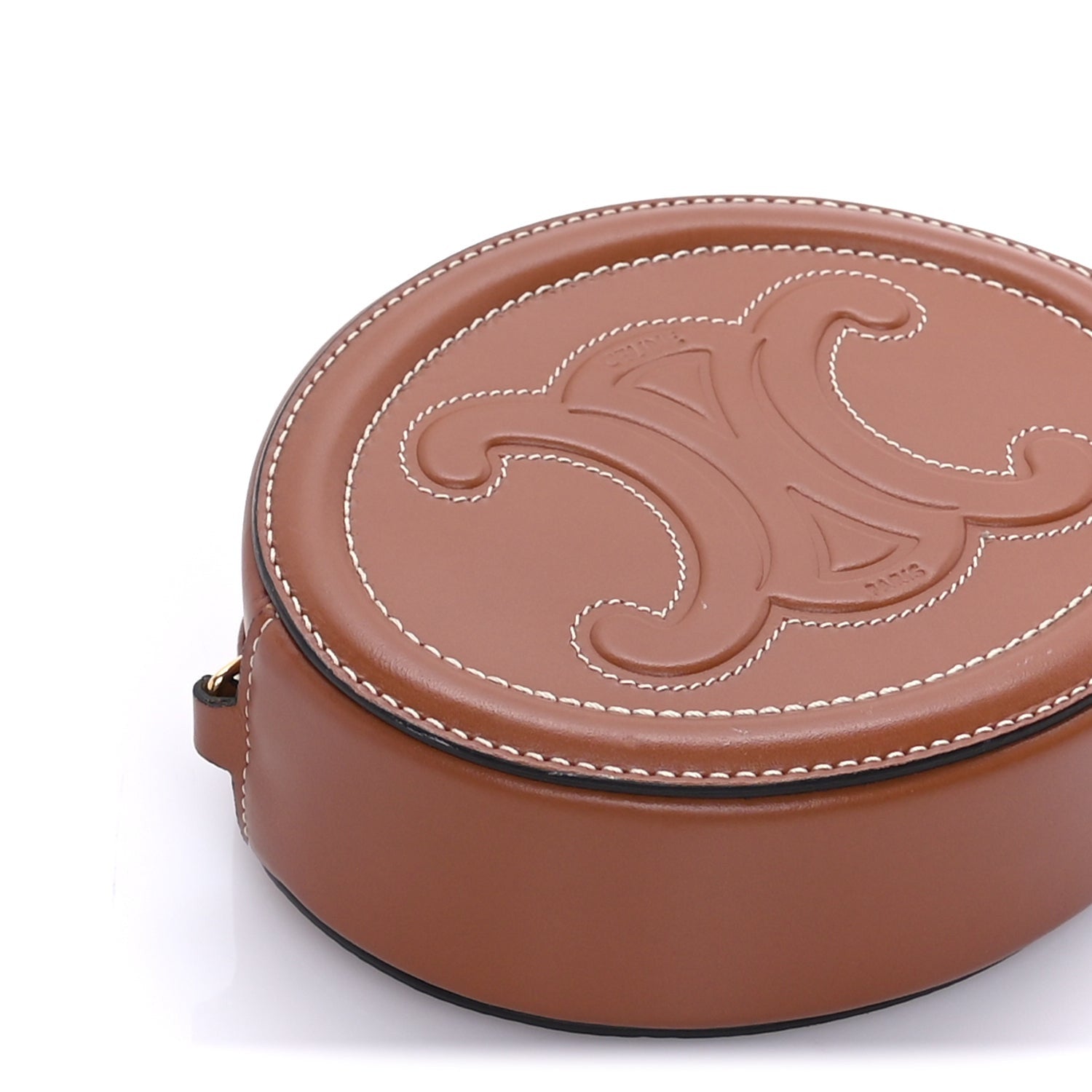 Celine Smooth Calfskin Cuir Small Triomphe Oval Crossbody Purse Tan 7 of 7