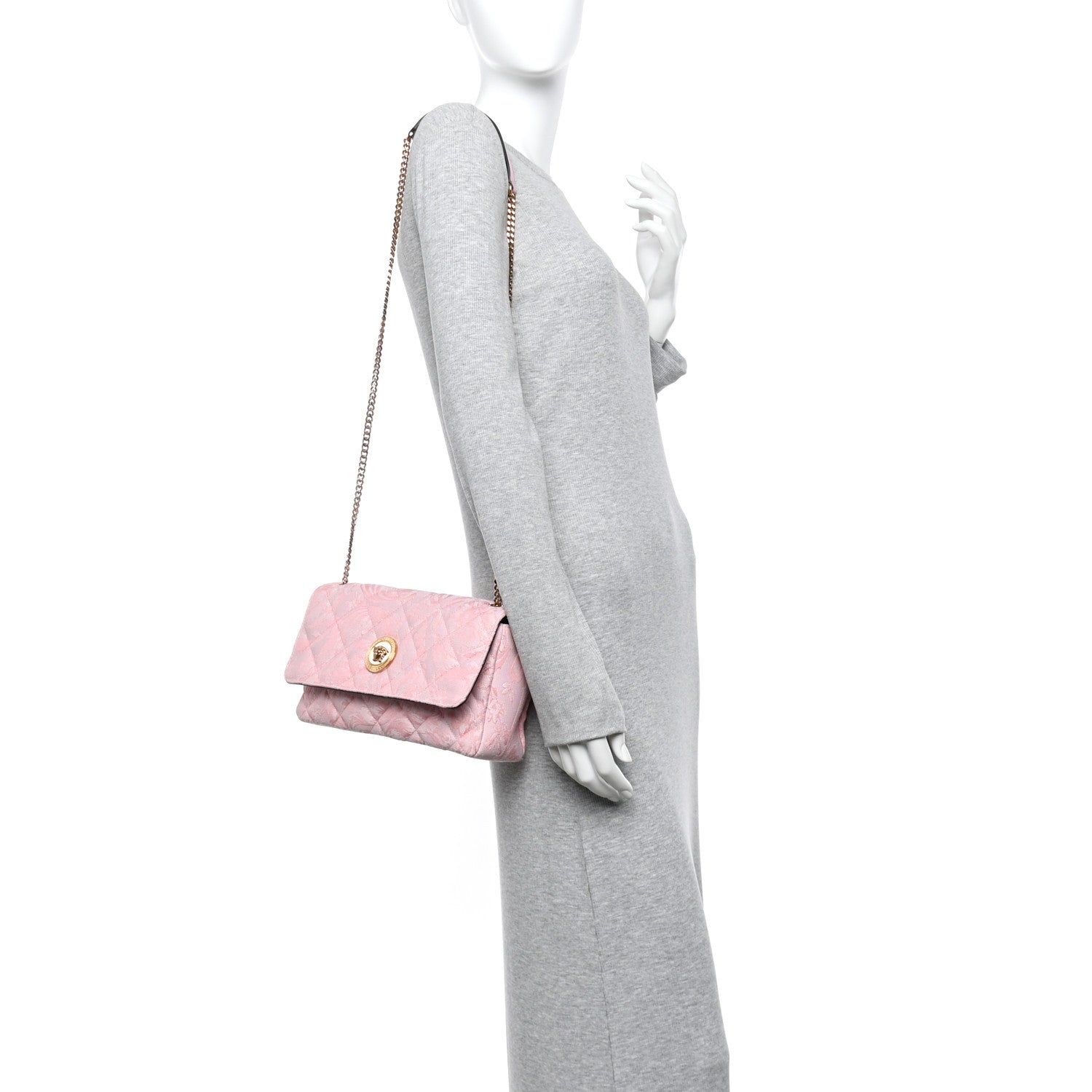 Versace Baroque Jacquard Quilted Medium Medusa Shoulder Bag Baby Pink 2 of 9