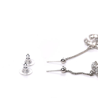 Chanel Crystal Baguette CC Dangle Earrings Silver 3 of 3