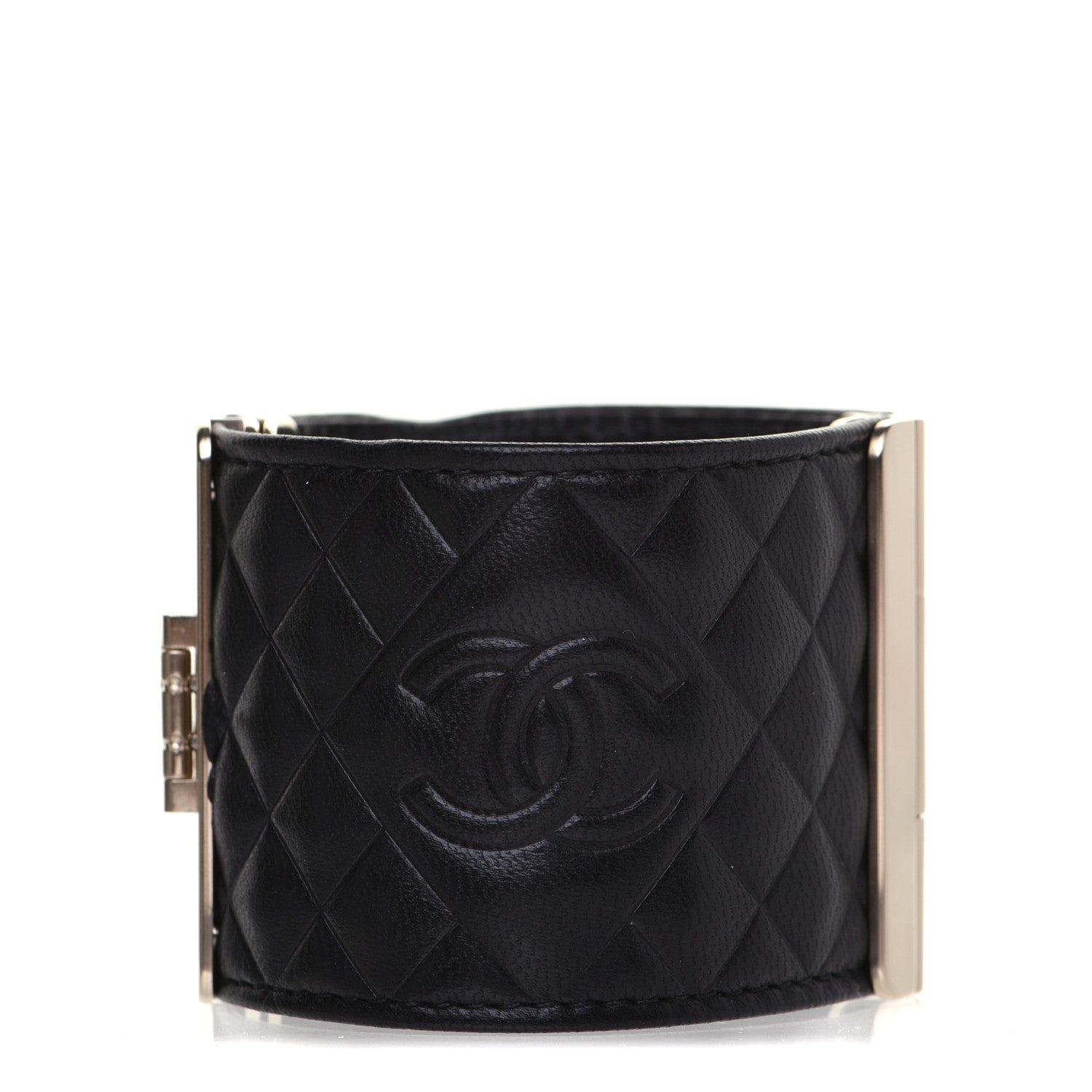 Chanel Calfskin Quilted CC Wide Cuff Black 4 of 7