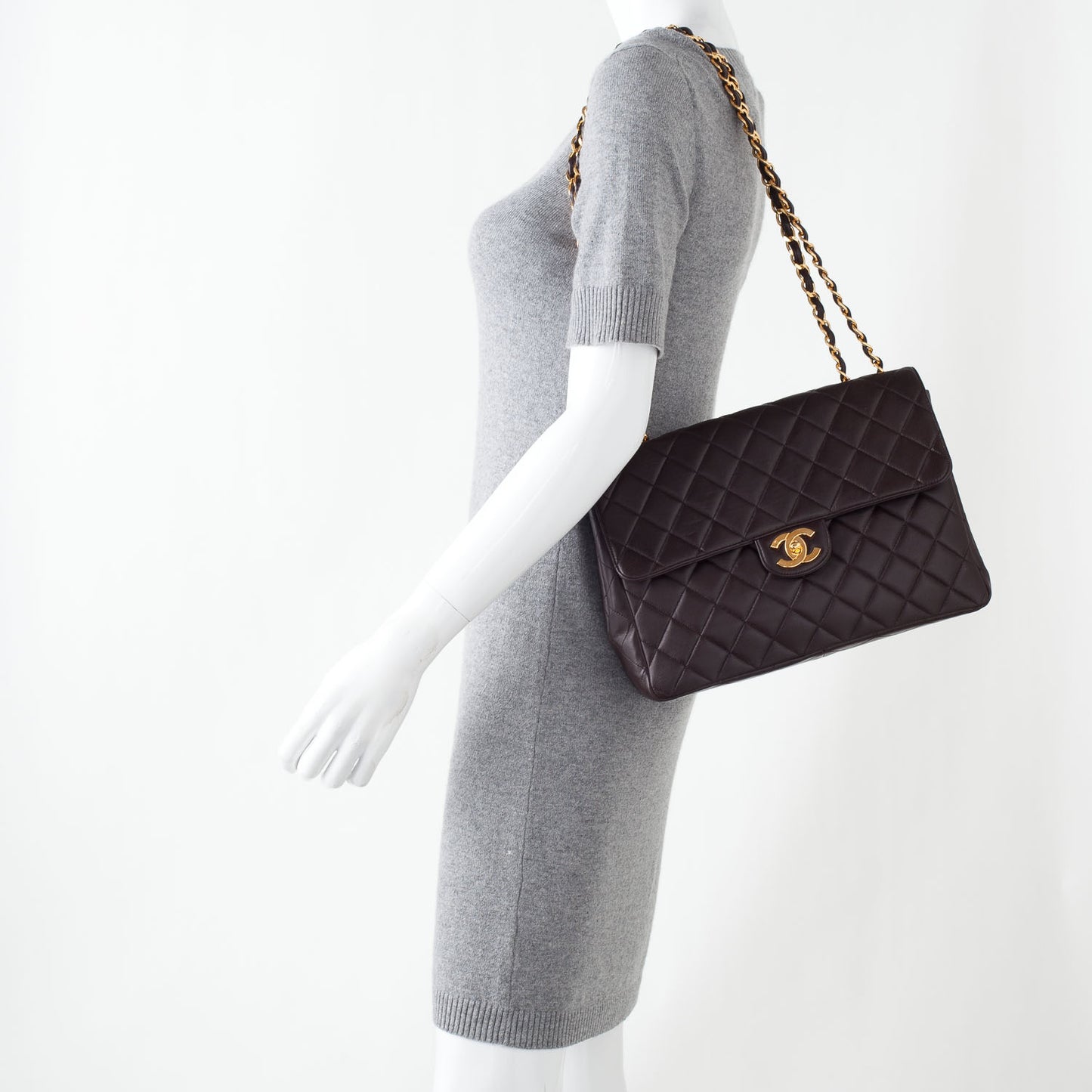 Lambskin Jumbo Single Flap Brown