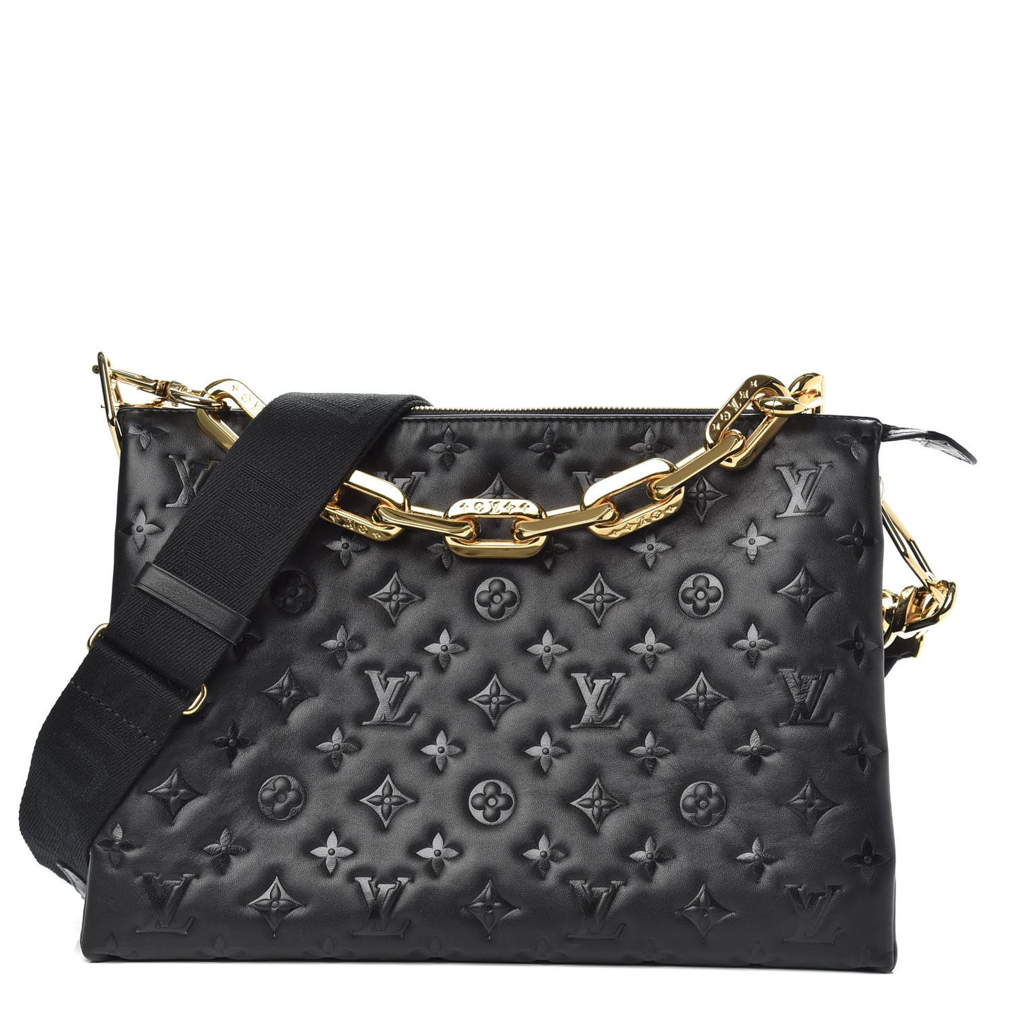 Lambskin Embossed Monogram Coussin MM Black