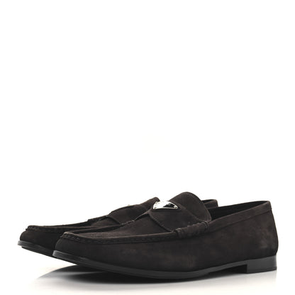 Prada Vitello Scamosciato Triangle Mens Loafers 9.5 Brown 4 of 10