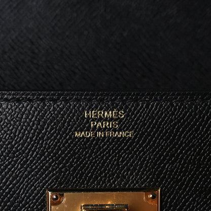 Hermes Madame Calfskin Kelly Pocket Long Wallet Black 6 of 9