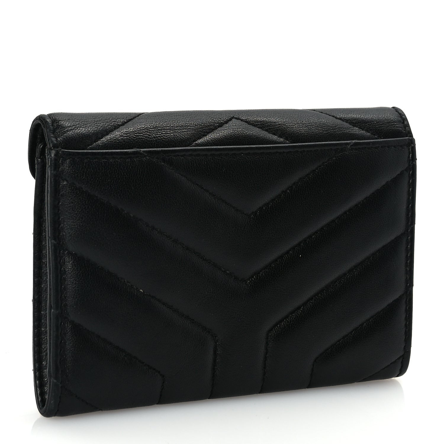 Saint Laurent Lambskin Y Quilted Monogram Small Loulou Envelope Wallet Black 3 of 7