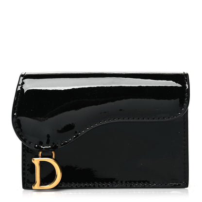 Christian Dior Patent Calfskin Saddle Card Holder Black 1 of 10