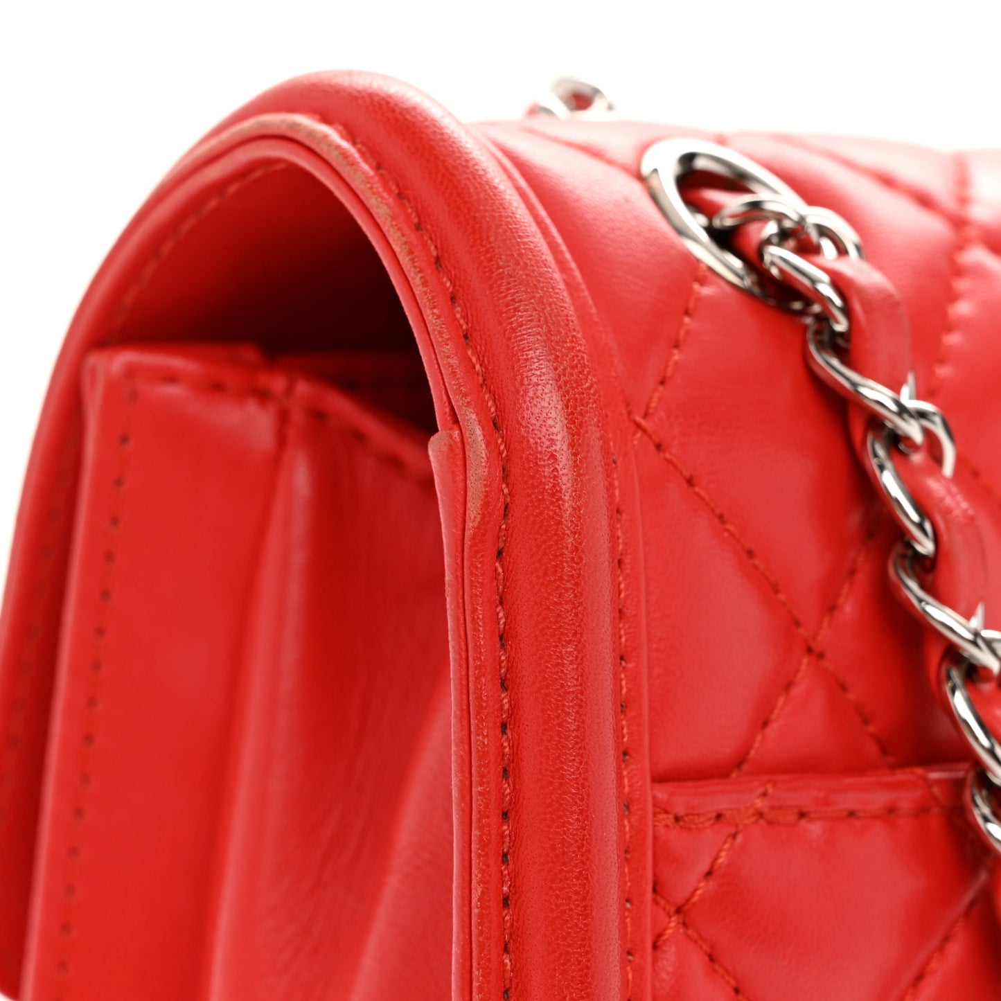 Lambskin Quilted Small Geometric Flap Red
