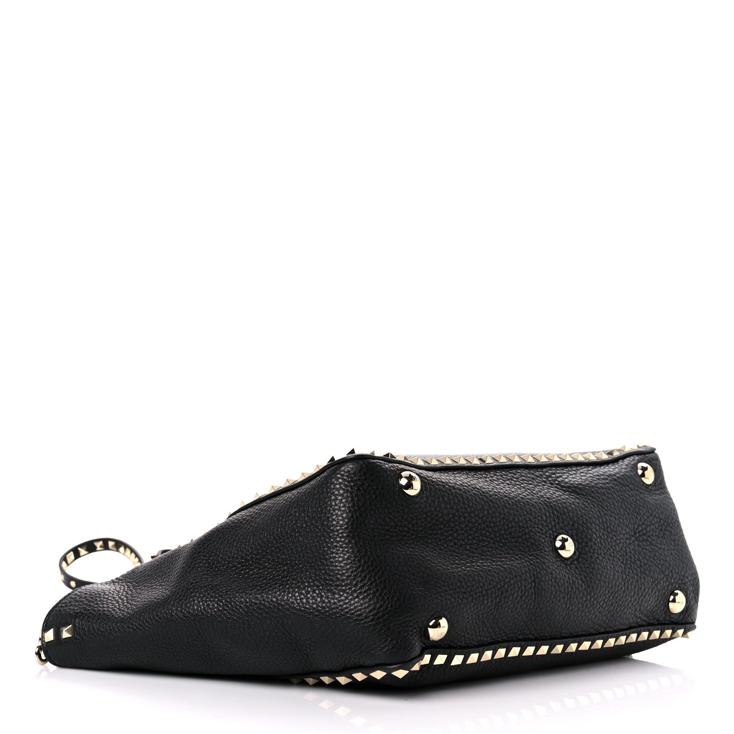Pebbled Calfskin Medium Rockstud Tote Black