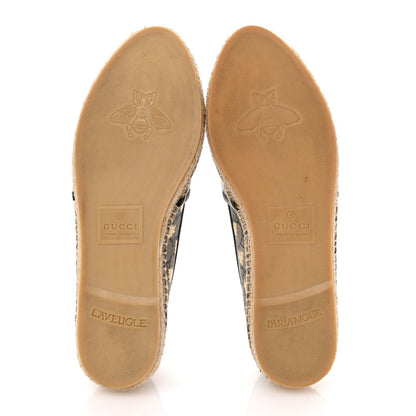 Gucci GG Supreme Monogram Bees Espadrille Flats 38.5 Beige Ebony Oro Black 6 of 7