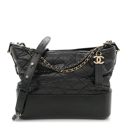 Chanel Aged Calfskin Quilted Medium Gabrielle Hobo Black 1 of 7