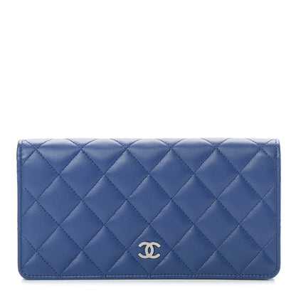 Chanel Lambskin Quilted Yen Wallet Dark Blue 2 of 13