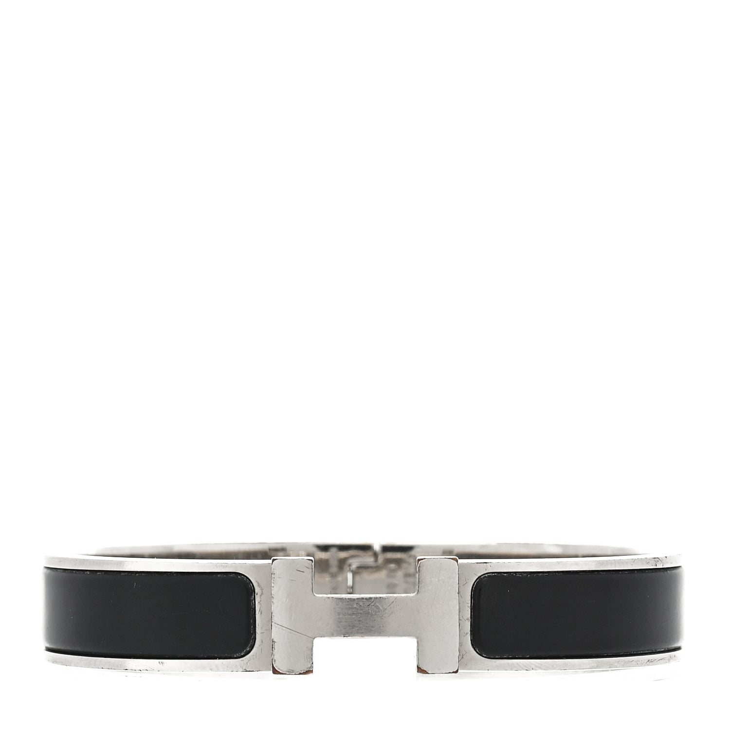 Hermes Matte Enamel Narrow Clic Clac HH Bracelet T6  Black 1 of 3
