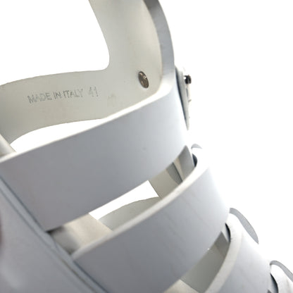 Prada Foam Rubber Metal Triangle Logo Monolith 55mm Cage Sandals 41 White 10 of 16