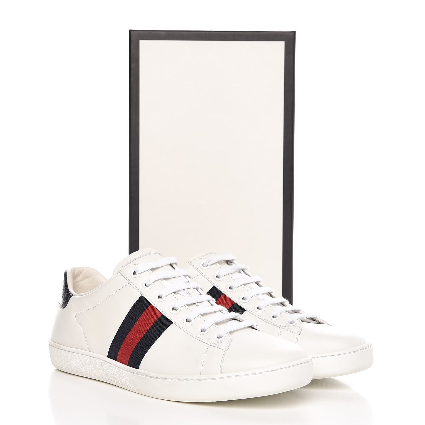 Calfskin Ayers Web Ace Sneakers 38 White Blue