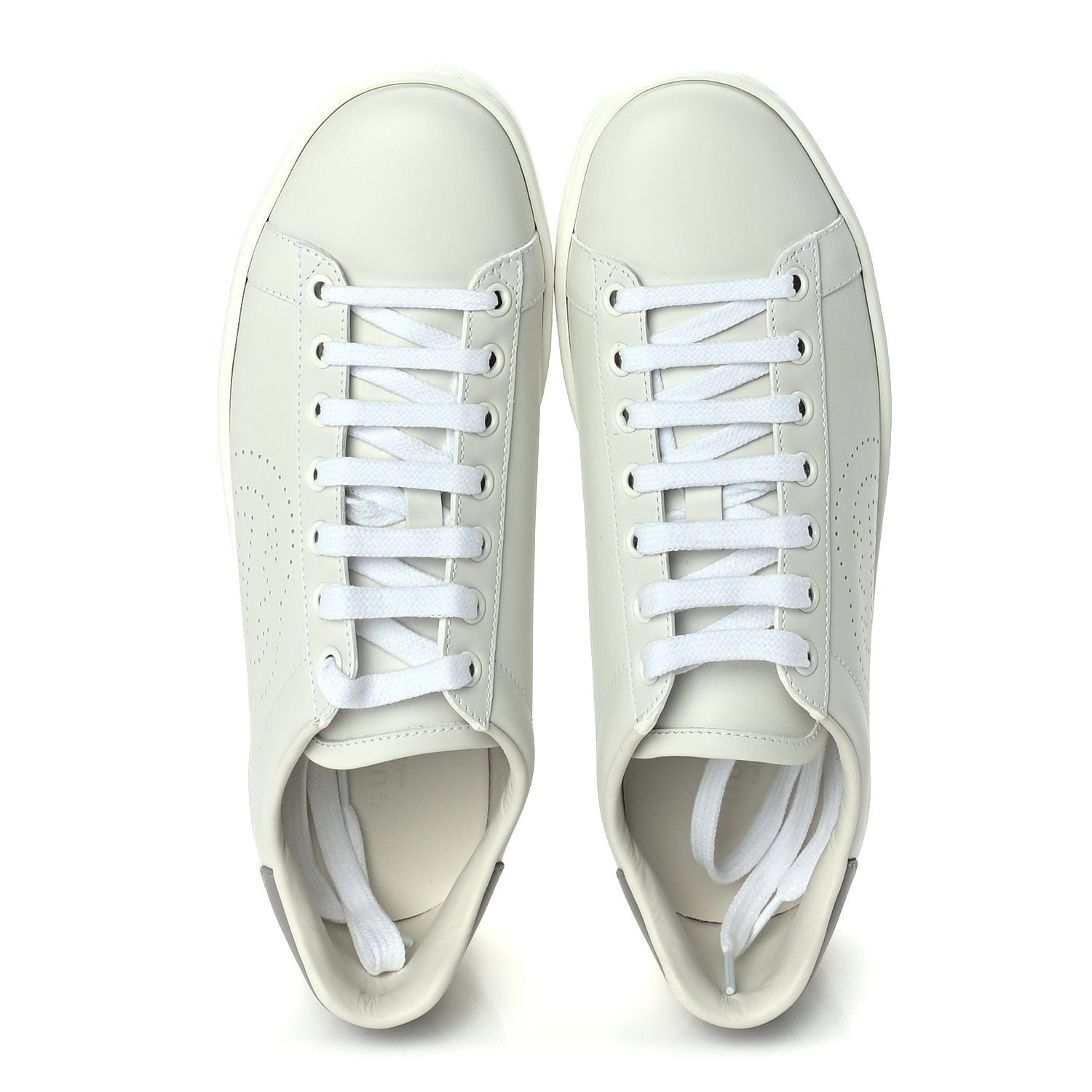 Gucci Calfskin Interlocking G Perforated Womens Ace Sneakers 37.5 White Grey Sky 6 of 8