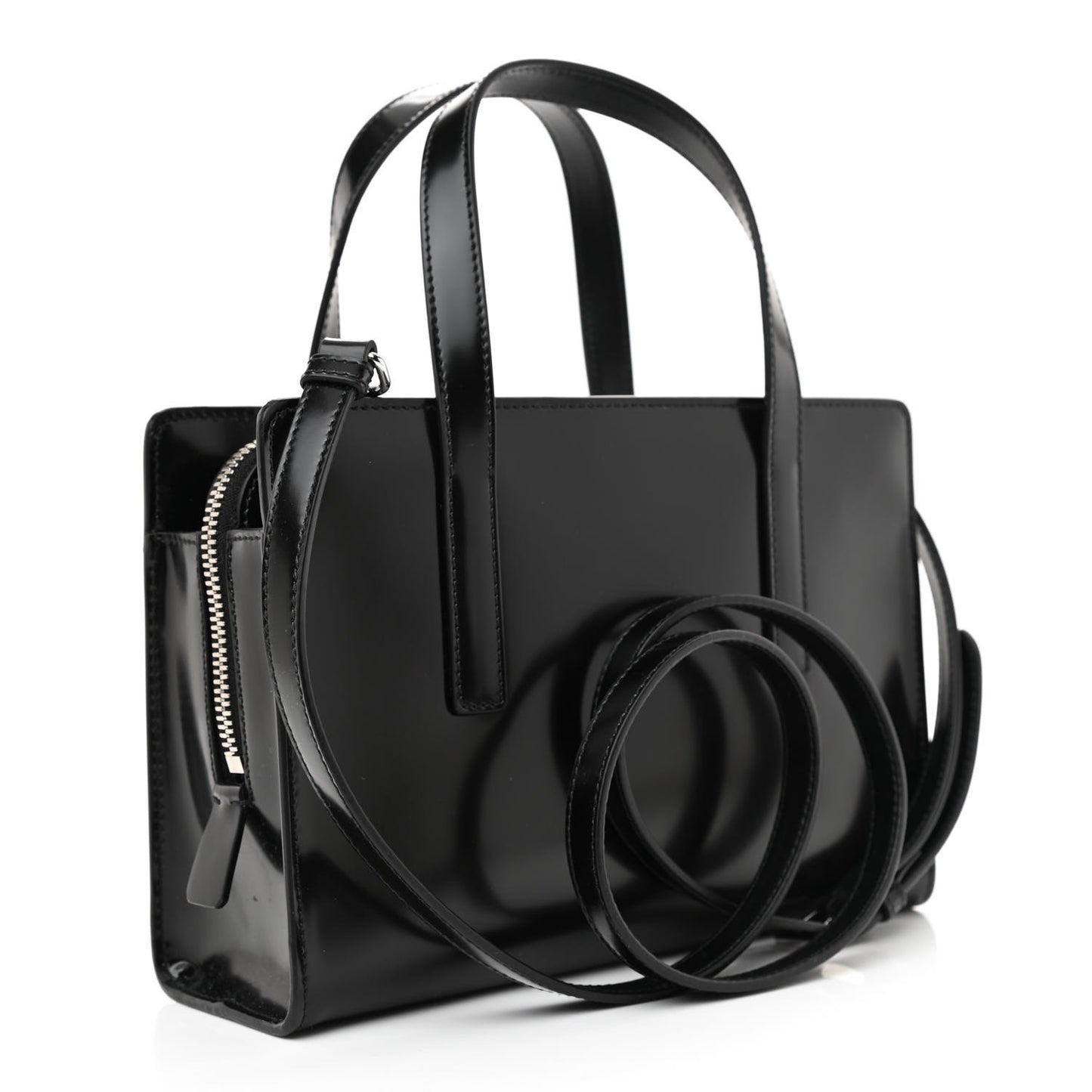 Spazzolato Mini Re-Edition 1995 Double Handle Handbag Black