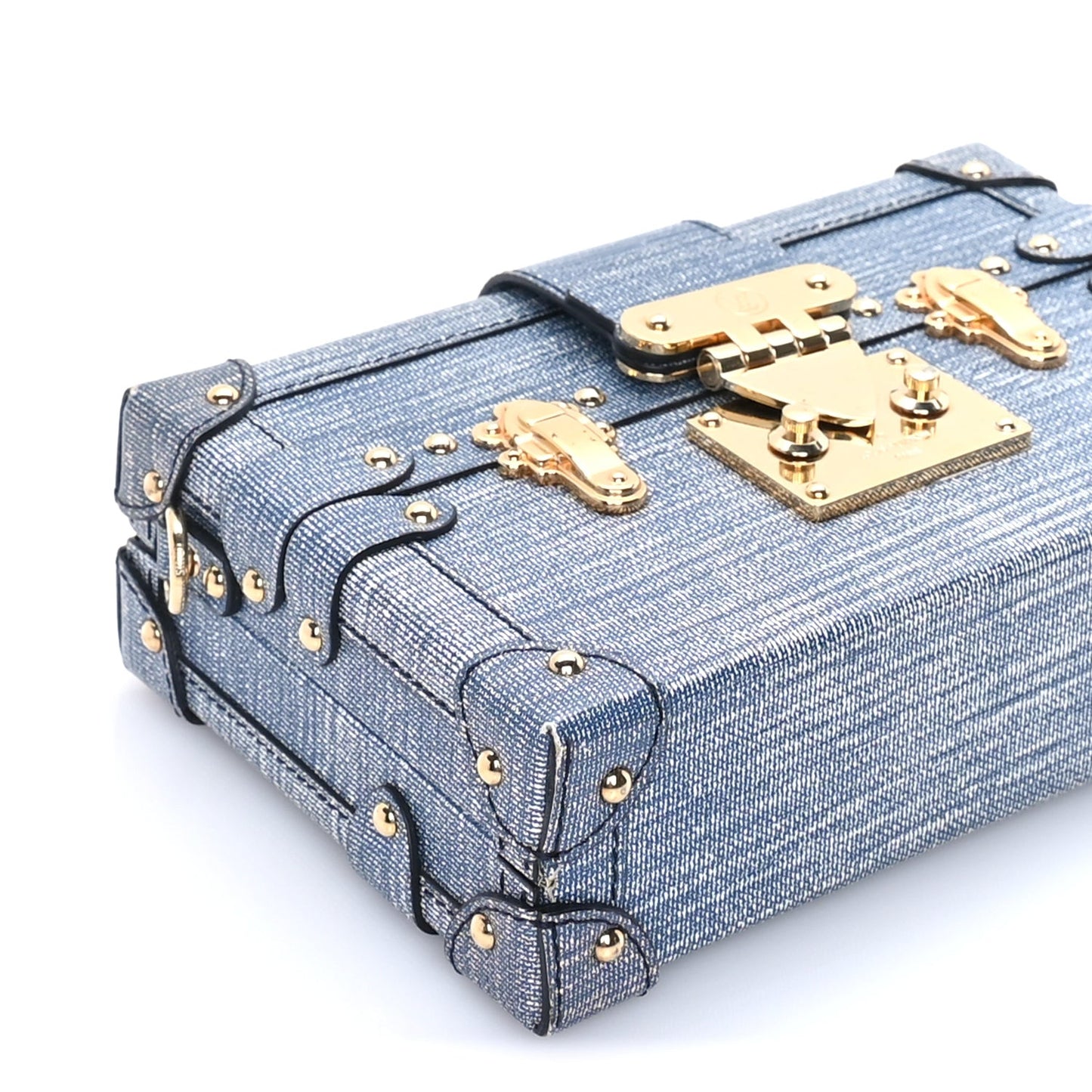 Coated Canvas Denim Petite Malle Blue