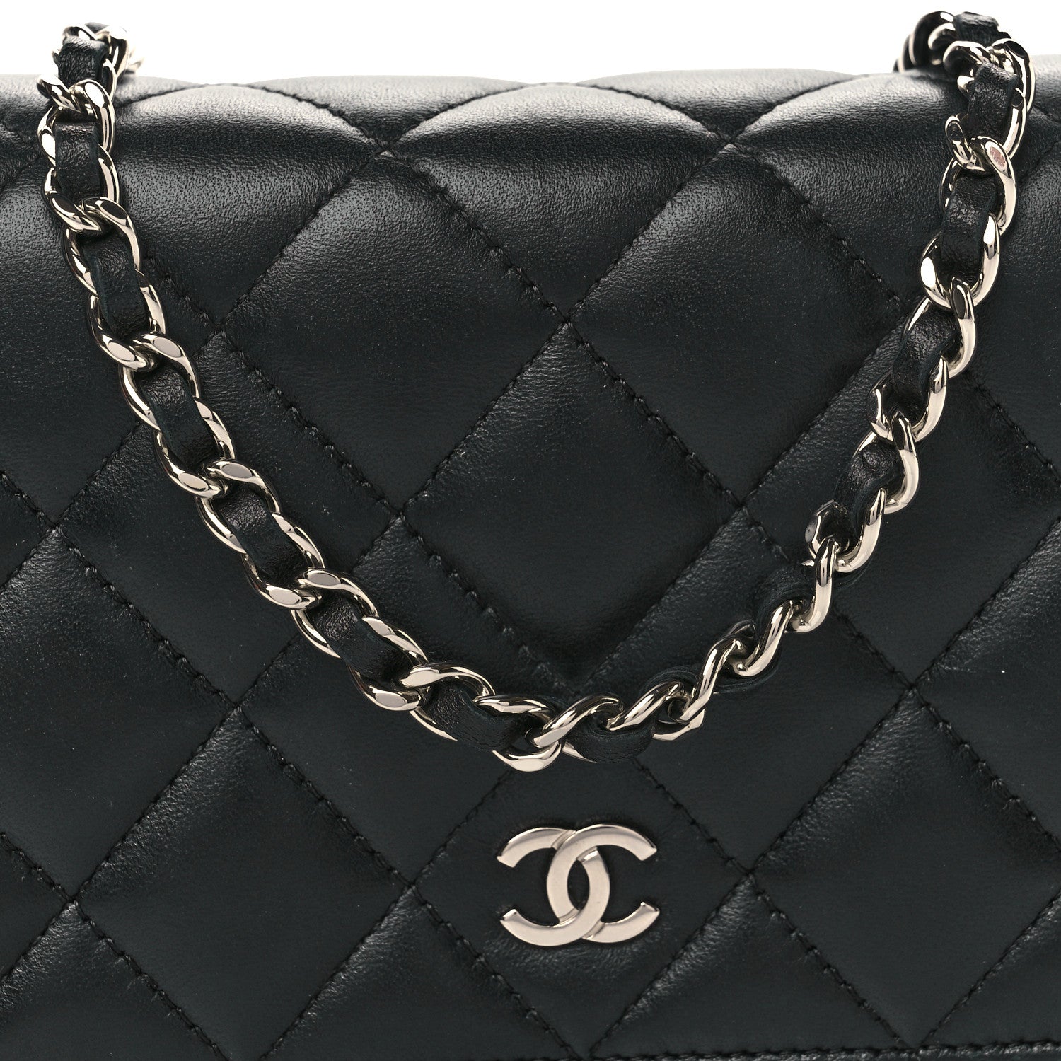 Chanel Lambskin Quilted Wallet On Chain WOC Black 9 of 12
