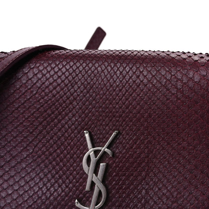 Saint Laurent Snakeskin Medium Classic Monogram Satchel Burgundy 6 of 7