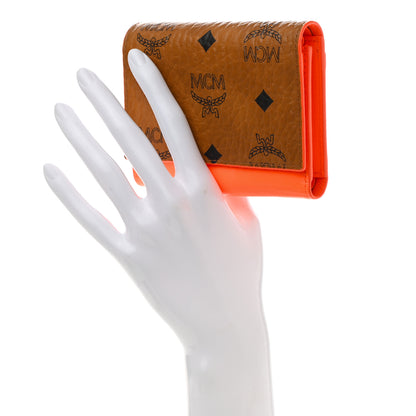 MCM Visetos Patent Trifold Wallet Cognac Orange 2 of 8