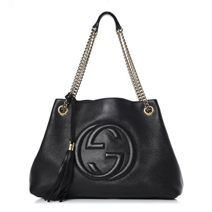 Gucci Pebbled Calfskin Medium Soho Chain Shoulder Bag Black 1 of 20