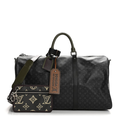 Louis Vuitton Monogram Eclipse Patchwork Keepall Bandouliere 50 1 of 12