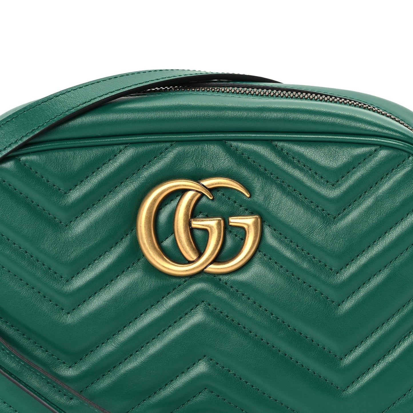 Calfskin Matelasse Small GG Marmont Chain Shoulder Bag  Emerald Green