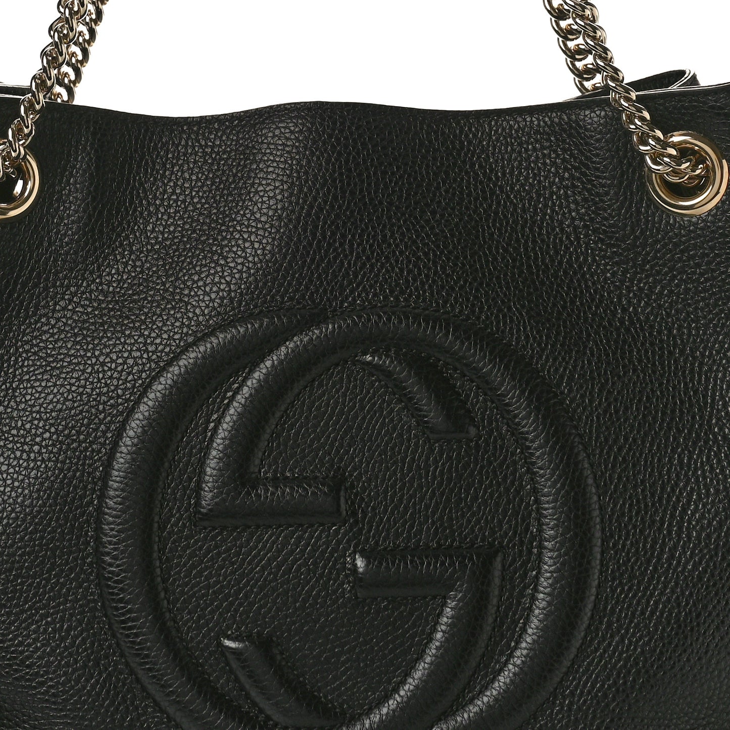 Pebbled Calfskin Medium Soho Chain Shoulder Bag Black