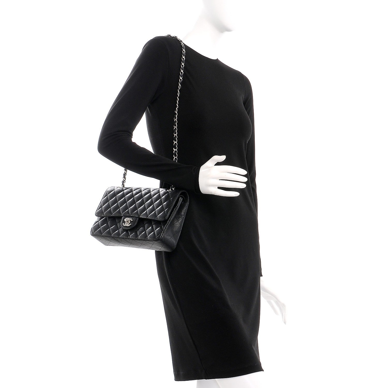 Chanel Caviar Quilted Medium Double Flap Black 2 of 9