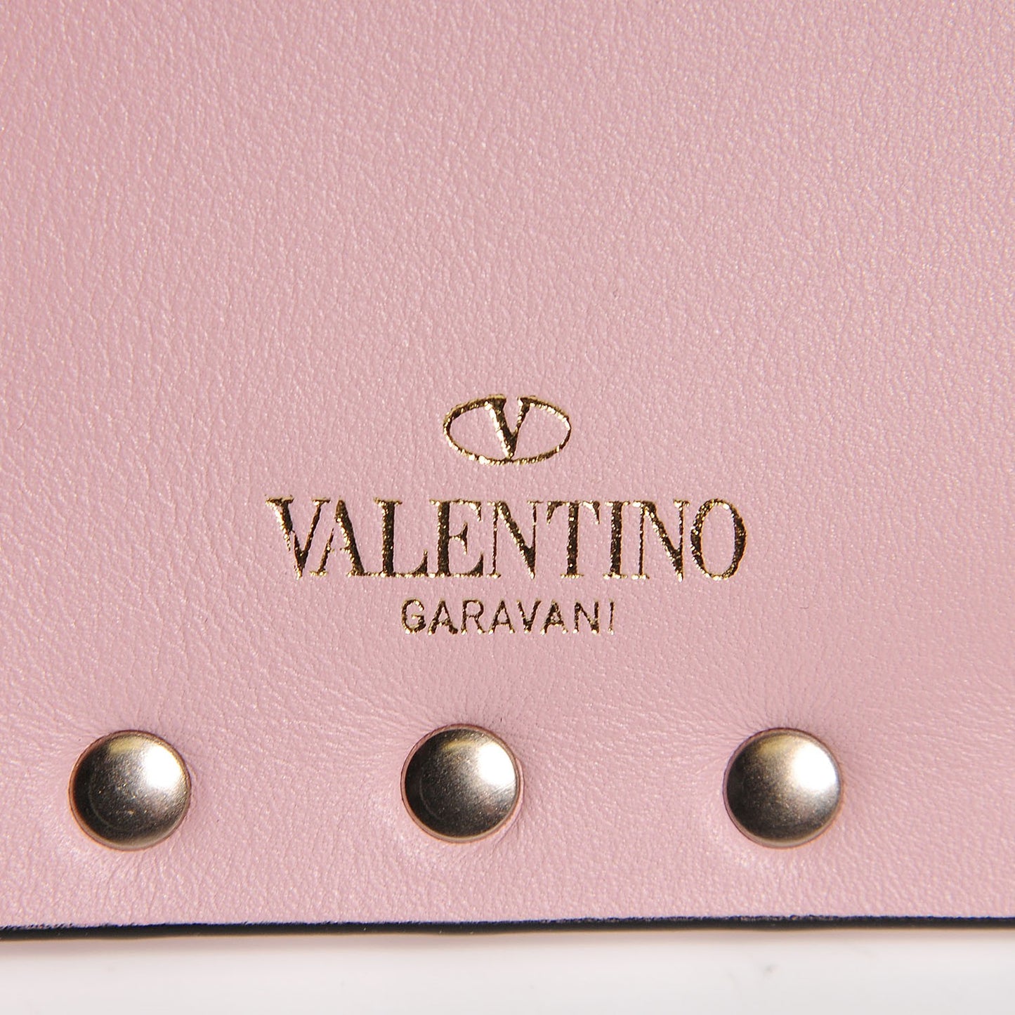 Calfskin Rockstud Coin Case Card Holder Water Rose