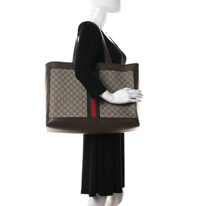 Gucci GG Supreme Monogram Web Ophidia Tote Brown 2 of 17
