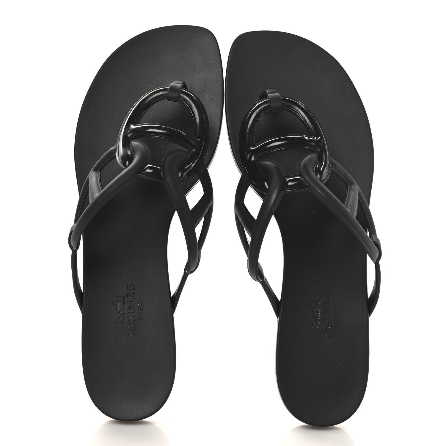 Hermes Rubber Womens Egerie Sandals 37 Black 2 of 7