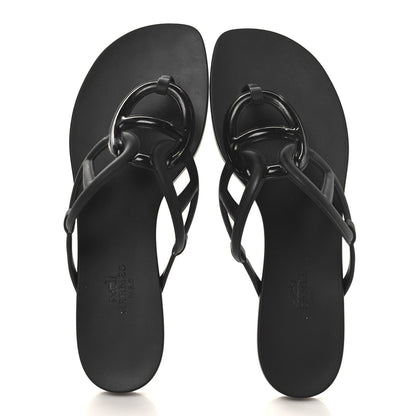 Hermes Rubber Womens Egerie Sandals 37 Black 2 of 7