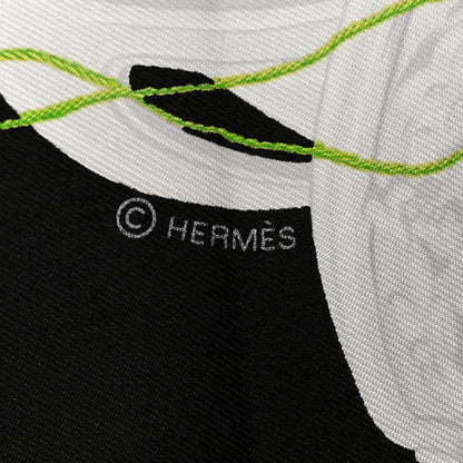 Hermes Silk Brides Fleuries Scarf 90 Black White Multicolor 4 of 7