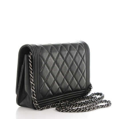 Chanel Lambskin Quilted Boy Wallet On Chain WOC Black 3 of 8
