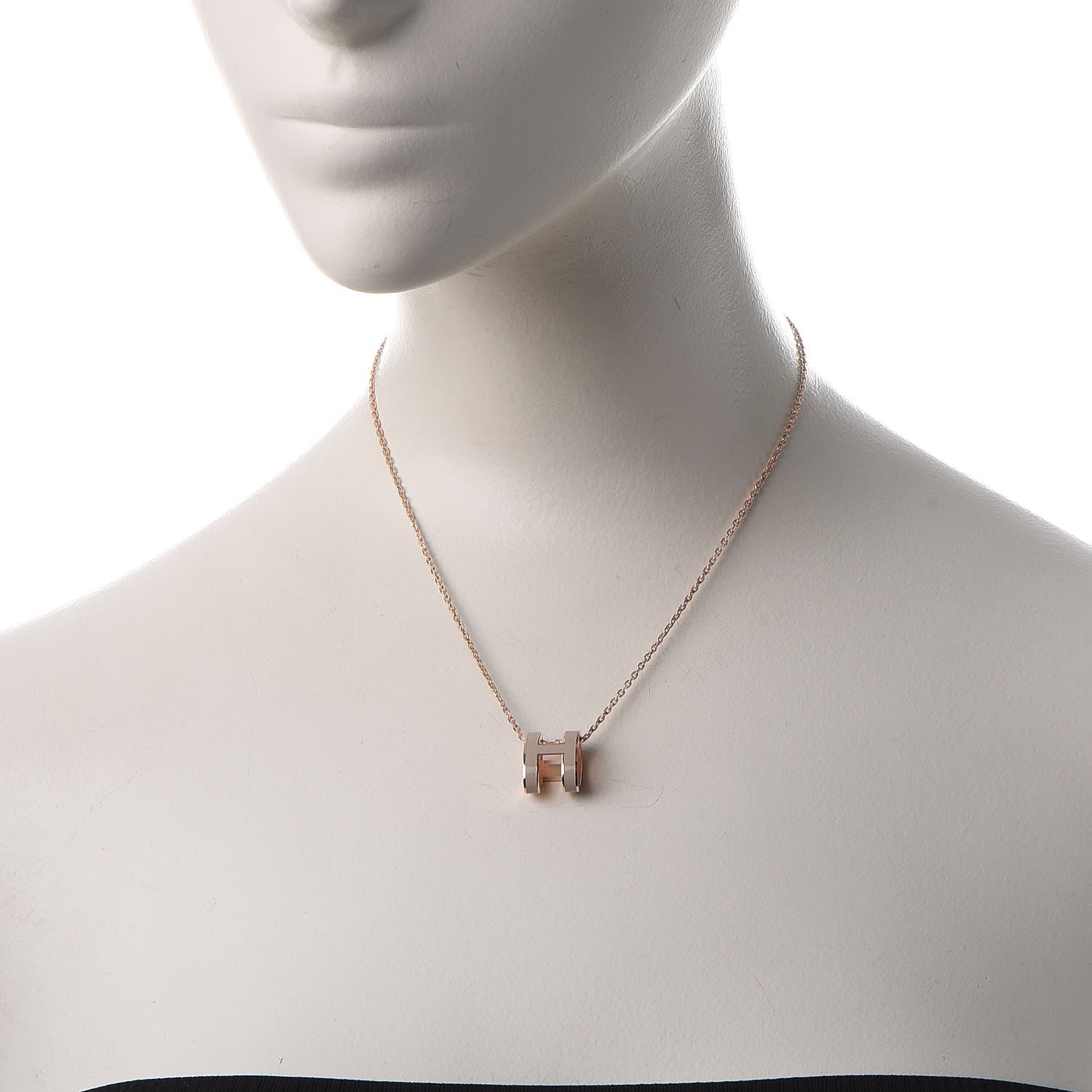 Hermes Lacquered Rose Gold Pop H Pendant Necklace White 2 of 6