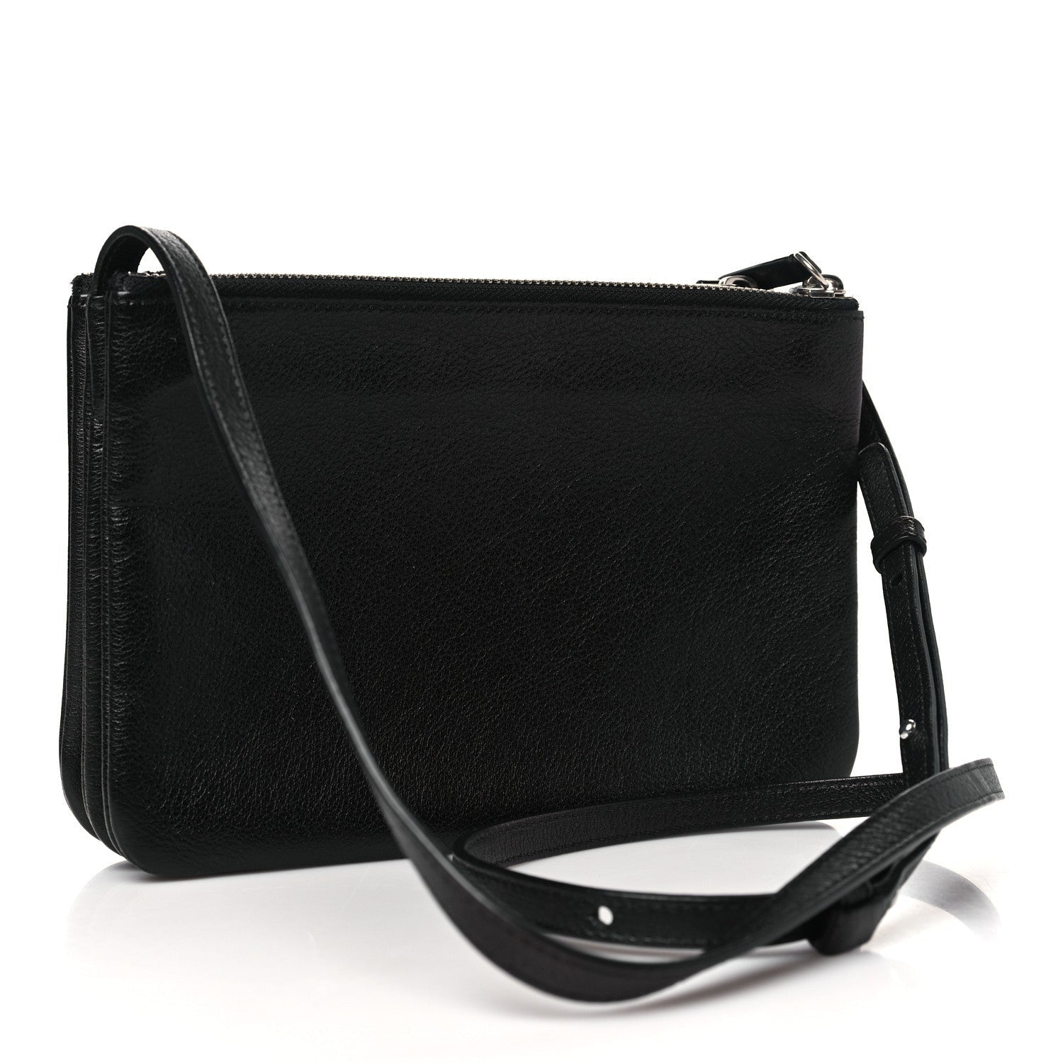 Celine Shiny Textured Calfskin Trio Crossbody Bag Black 3 of 7
