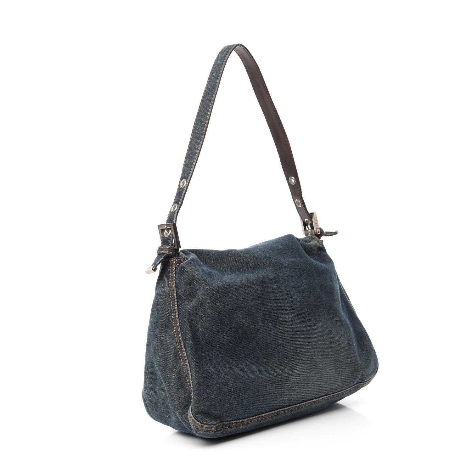 Fendi Denim Mama Baguette Blue 3 of 9
