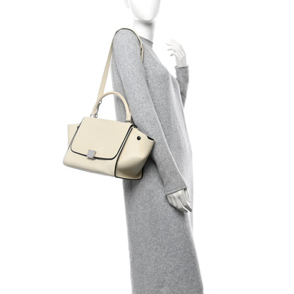 Celine Smooth Calfskin Small Trapeze White Black 2 of 12