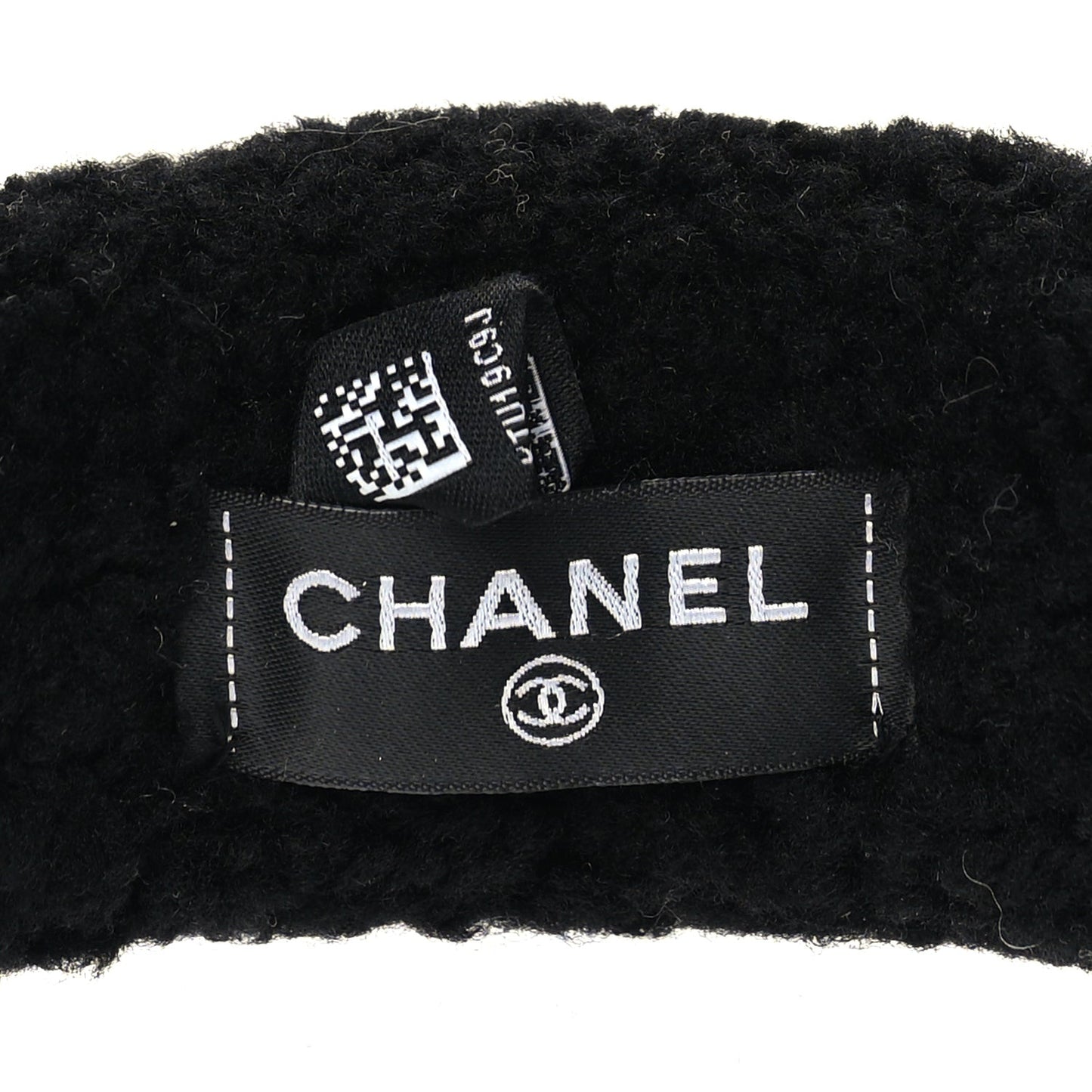 Shearling Logo Headband Black White